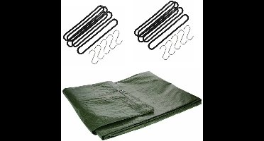 Afdekzeil / dekzeil groen 2 x 3 meter met 10x spanrubbers en S-haken