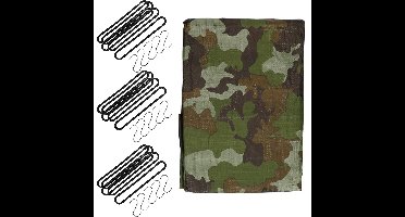 Afdekzeil / dekzeil groen 3 x 4 meter met 15x spanrubbers en S-haken