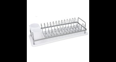 Afwas afdruiprek met lekbak - wit - kunststof - 41,5 x 17 x 10 cm