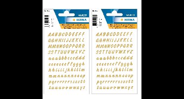 Alfabet plak letters A-Z Stickers - vellen met 440x stuks - goud/transparant - 8 mm