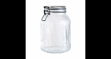 Alpina Voorraad/weck pot - transparant - geribbeld?glas - 20 x 14 cm - 1,9 L