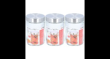 Alpina Voorraadpot - 3x - 1200 ml - glazen voorraadbus - 17 cm - luchtdichte deksel