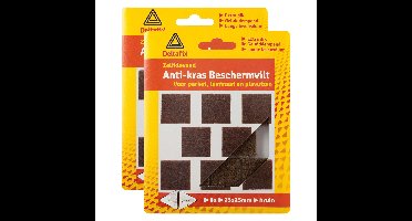 Anti-krasvilt - 16x - bruin - 25 x 25 mm - vierkant - zelfklevend - meubel beschermvilt