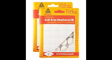 Anti-krasvilt - 16x - wit - 28 mm - rond - zelfklevend - meubel beschermvilt