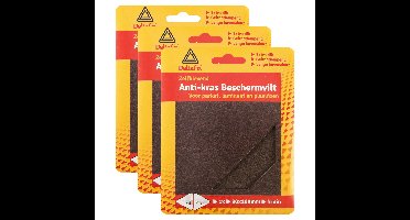 Anti-krasvilt - 3x knipvel - bruin - 90 x 100 mm - rechthoek - zelfklevend - meubel beschermvilt