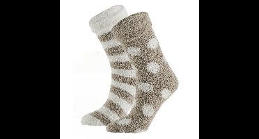 Apollo bedsokken / huissokken - kinderen - 2-pack - beige/wit - one size - Slaapsokken - Slofsokken