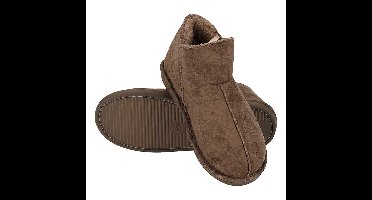 Apollo dames sloffen - instappers - taupe - suede look - hoog model - pantoffels - harde zool