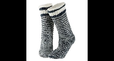 Apollo huissokken/slofsokken - Dames - anti-slip rib gebreide/fleece - navy - one size