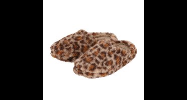 Apollo Instap sloffen - maat 37/38 - bruin - luipaard print - pantoffels - antislip zool