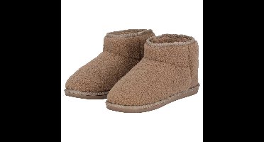 Apollo teddy sloffen - dames - taupe - teddystof - pantoffels - hoog