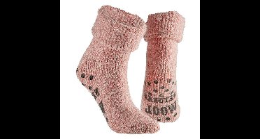 Apollo Wollen huissokken/slofsokken - kinderen - roze - warme wintersokken - antislip