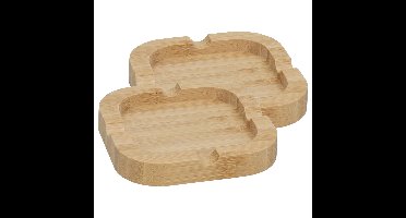 Asbak van bamboe hout - 2x - 10 x 10 cm - binnen/serre - asbakken - naturel kleur