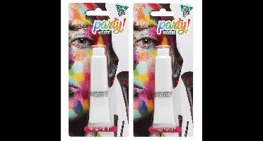Atosa grimeer schmink - 2x - voor grotere vlakken - wit - 30 gram - carnaval/verkleed thema