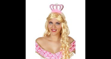 Atosa Prinses/koningin verkleed diadeem - roze kroon - Carnaval/themafeest