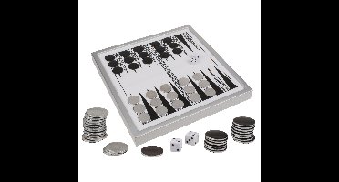 Backgammon spel met metalen fiches