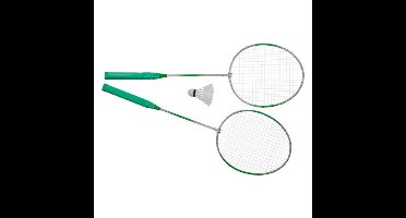 Badminton rackets en shuttle setje - kunststof - groen - buiten spelen - tennis