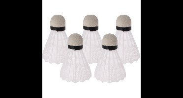 Badminton shuttles - 5x - wit - kunststof - 7 cm - shuttles voor spel/vakantie/camping