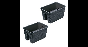 Balkon plantenbak Ratolla - 2x - kunststof - voor reling/balustrade - grijs - 40 cm - rotan look