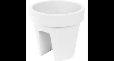 Balkon plantenpot/bloempot - wit - 5 liter - kunststof - D25 x H23 cm