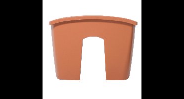 Balkon railing opzet plantenbak/bloembak kunststof 24 x 28 x 20 cm terra cotta kleur