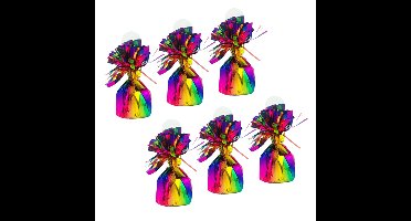 Ballon gewichtjes - 6x - regenboogkleur - 170 gram - gewichtjes voor helium ballontrosjes