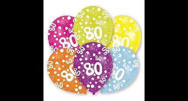 Ballonnen 80 jaar - 6x - 27 cm - verjaardag - leeftijd feestballonnen - Feestartikelen