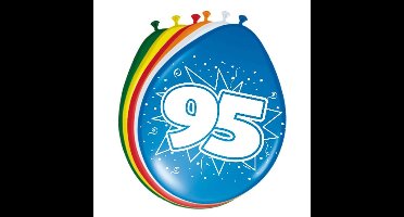 Ballonnen 95 jaar feest decoratie - 8x - verjaardag versiering - kleurenmix - 30 cm