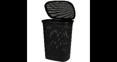 Bathroom Solutions Wasmand - zwart - 60 liter - 37 x 46 x 60 cm - met deksel