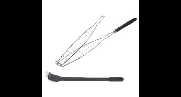 BBQ/barbecue vis grill klem inclusief schoonmaakborstel