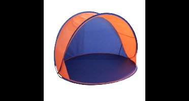 Beachshelter - blauw/oranje - 150 x 80 cm - pop-up strandtent - windscherm