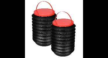 Benson afvalbakje - 2x - opvouwbaar - met deksel - 17 x 25 cm - vakantie / onderweg