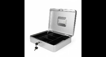 Benson Geldkistje - zilver - met slot en geldlade - 30x24x9 cm