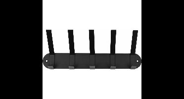 Benson Kapstok - zwart - metaal - 5 haken - wandkapstok - 30 cm