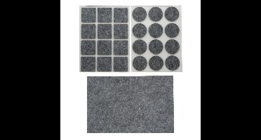 Benson Meubelvilt - 25x stuks - grijs - vilt - 3 formaten - anti kras vilt