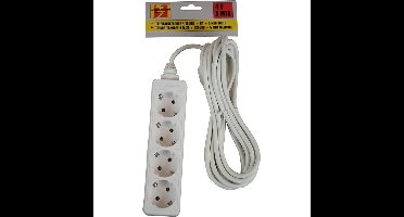 Benson Stekkerdoos - 2x - 4 stopcontacten - wit - randaarde - 5 meter snoer
