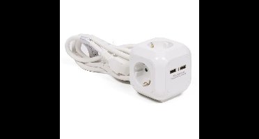 Benson Stekkerdoos 3-voudig met USB - geaard - wit - snoer van 150 cm - verlengsnoer