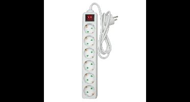 Benson Stekkerdoos 6-voudig - schakelaar - geaard - wit - 100 cm