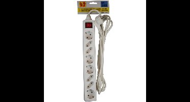 Benson Stekkerdoos - 8-voudig - wit - 3M - 4 platte en 4 ronde stekker