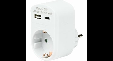 Benson Stopcontact met USB-A en USB-C - wit - 16A - 5,0V DC - 3,4A