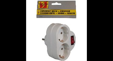Benson Stopcontact splitter - dubbel wit - met randaarde en schakelaar