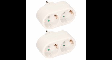 Benson Verdeel stekker - 2x stuks - duo stekker - stopcontact splitter - wit