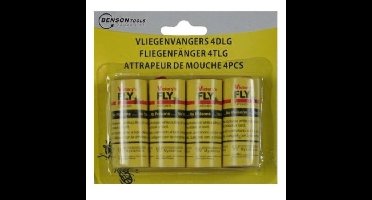 Benson Vliegenvangers - 4x stuks - plakstrip - 11x2 cm - insectenvanger