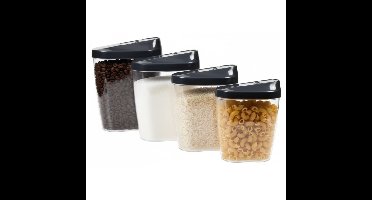 Benson voorraadpotten - 4x stuks - BPA vrij - luchtdicht - verschillende maten - doorzichtig