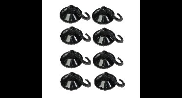 Benson Zuignaphaakjes - 8x - zwart - kunststof - draagkracht 2 kg