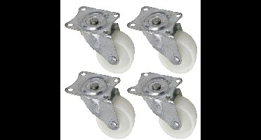 Benson Zwenkwieltjes - 4x - wit - 32 mm - transportwieltjes