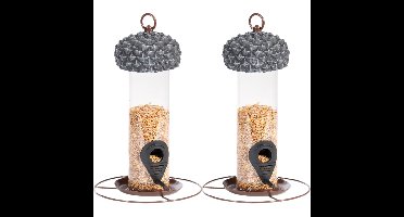 Best for Birds Vogelvoedersilo - 2x stuks - metaal/PCV - 27 cm - vogel voederplek