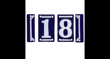 Best for Boots huisnummer 18 - met sierrand - Oudhollands - emaille - blauw/wit