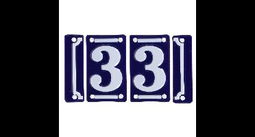 Best for Boots huisnummer 33 - met sierrand - Oudhollands - emaille - blauw/wit