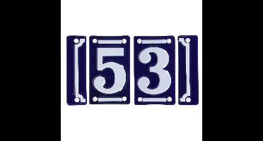 Best for Boots huisnummer 53 - met sierrand - Oudhollands - emaille - blauw/wit