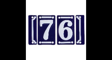 Best for Boots huisnummer 76 - met sierrand - Oudhollands - emaille - blauw/wit